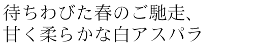 待ちわびた春のご馳走、甘く柔らかな白アスパラ